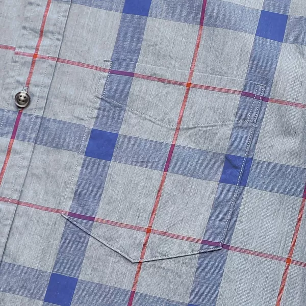 Dubinik® Mens Short Sleeve Button Down Shirts 100% Cotton Plaid Men's Casual Button-Down Shirts with Pocket