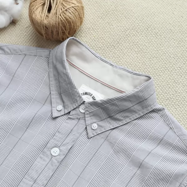 Dubinik® Mens Short Sleeve Button Down Shirts 100% Cotton Plaid Men's Casual Button-Down Shirts with Pocket