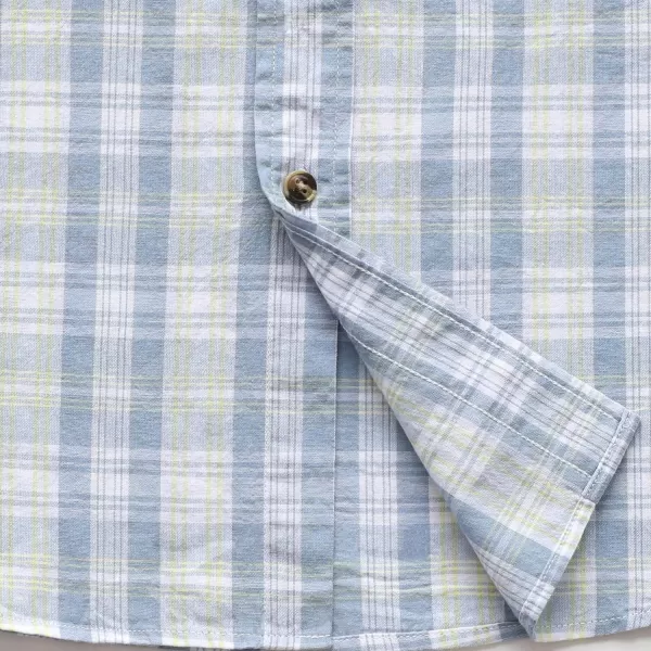 Dubinik® Mens Short Sleeve Button Down Shirts 100% Cotton Plaid Men's Casual Button-Down Shirts with Pocket
