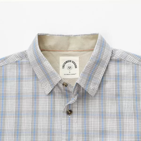 Dubinik® Mens Short Sleeve Button Down Shirts 100% Cotton Plaid Men's Casual Button-Down Shirts with Pocket