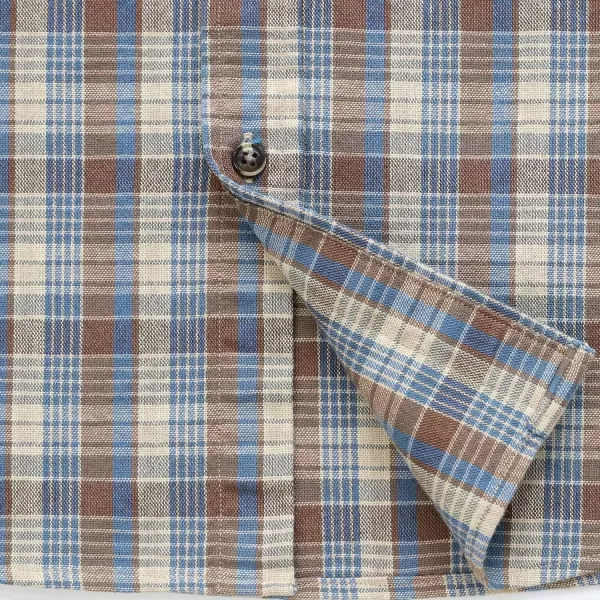 Dubinik® Mens Short Sleeve Button Down Shirts 100% Cotton Plaid Men's Casual Button-Down Shirts with Pocket