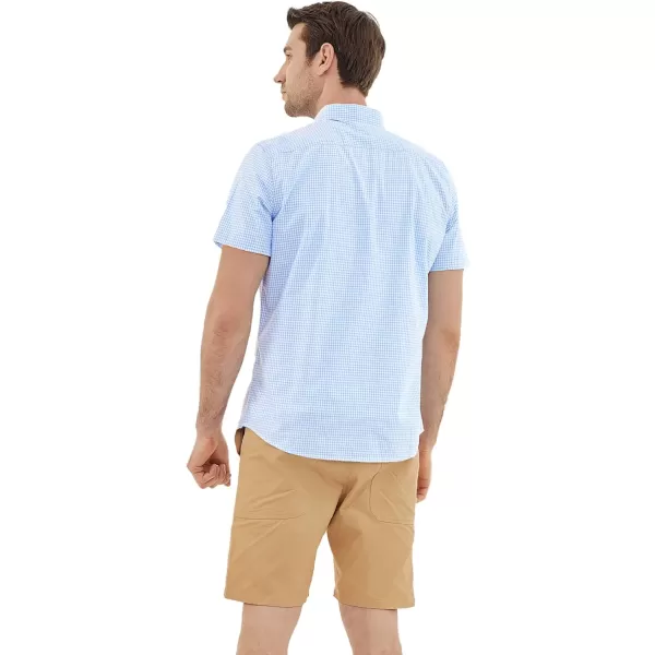 Dubinik® Mens Short Sleeve Button Down Shirts 100% Cotton Plaid Men's Casual Button-Down Shirts with Pocket