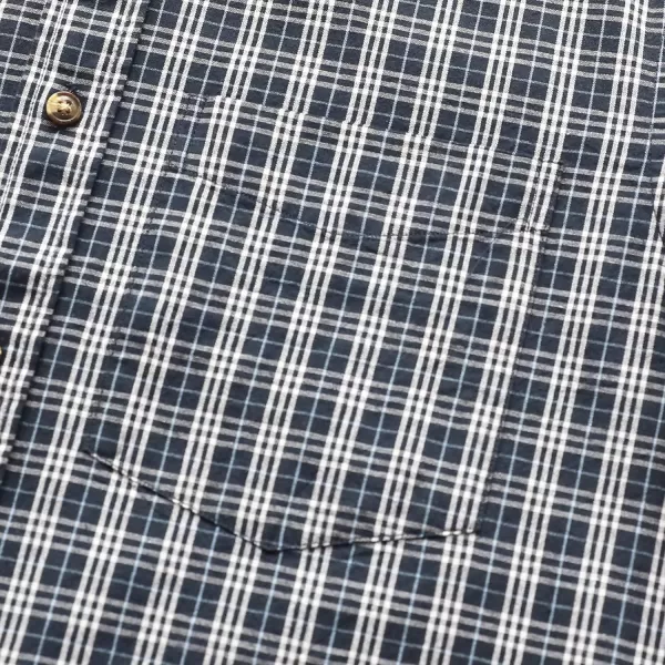 Dubinik® Mens Short Sleeve Button Down Shirts 100% Cotton Plaid Men's Casual Button-Down Shirts with Pocket