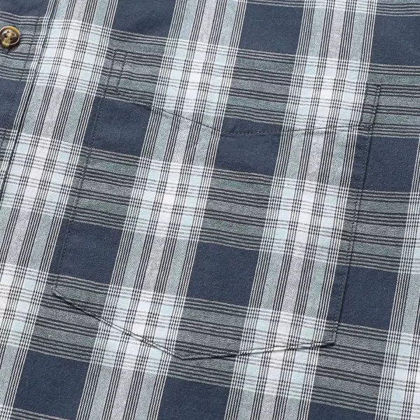 Dubinik® Mens Short Sleeve Button Down Shirts 100% Cotton Plaid Men's Casual Button-Down Shirts with Pocket