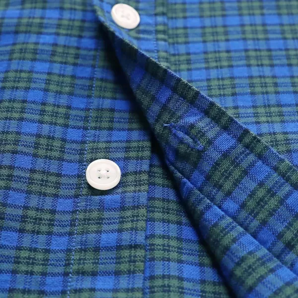 Dubinik® Mens Short Sleeve Button Down Shirts 100% Cotton Plaid Men's Casual Button-Down Shirts with Pocket