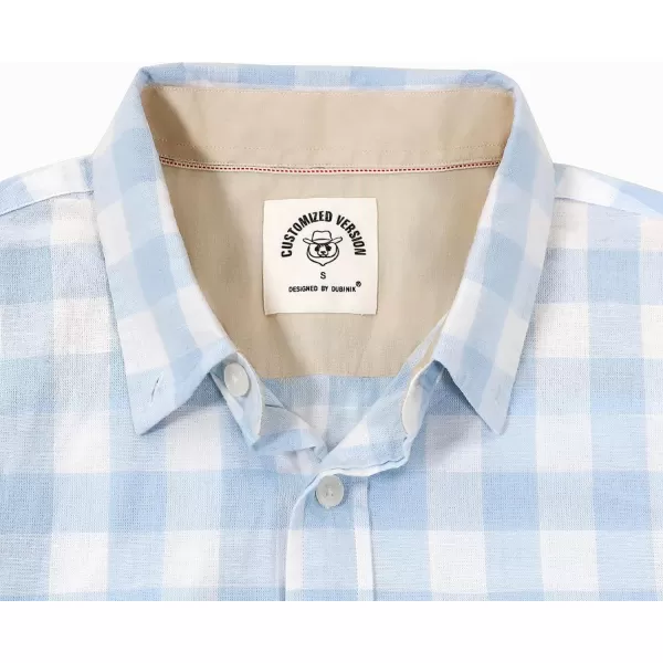 Dubinik® Mens Short Sleeve Button Down Shirts 100% Cotton Plaid Men's Casual Button-Down Shirts with Pocket