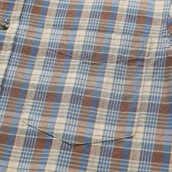 Dubinik® Mens Short Sleeve Button Down Shirts 100% Cotton Plaid Men's Casual Button-Down Shirts with Pocket