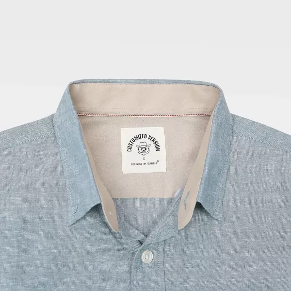Dubinik® Mens Short Sleeve Button Down Shirts 100% Cotton Plaid Men's Casual Button-Down Shirts with Pocket