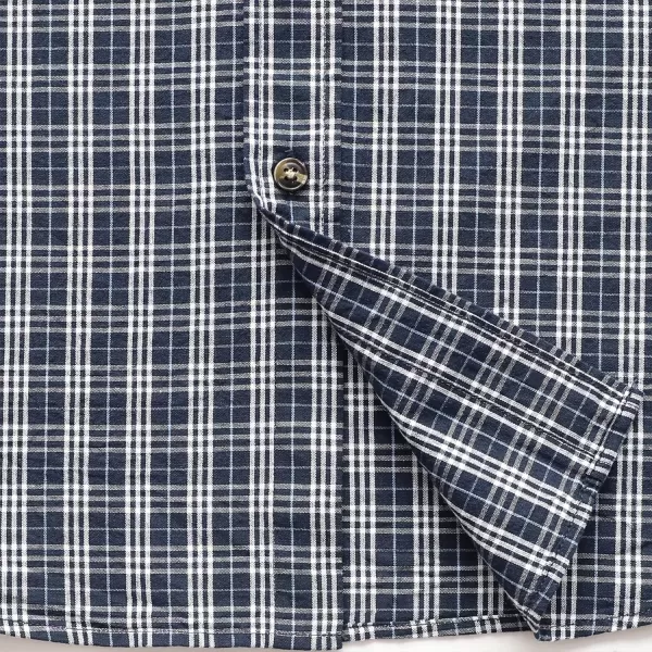 Dubinik® Mens Short Sleeve Button Down Shirts 100% Cotton Plaid Men's Casual Button-Down Shirts with Pocket