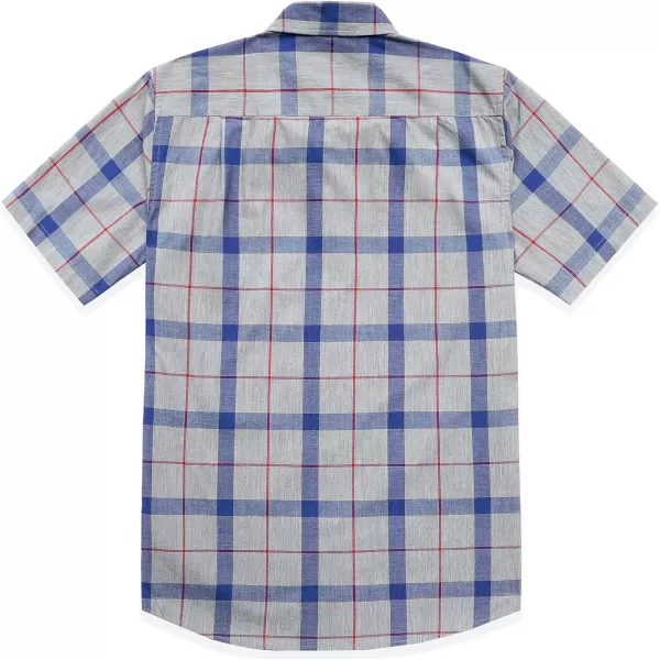 Dubinik® Mens Short Sleeve Button Down Shirts 100% Cotton Plaid Men's Casual Button-Down Shirts with Pocket