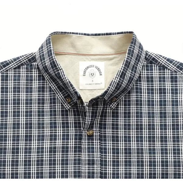 Dubinik® Mens Short Sleeve Button Down Shirts 100% Cotton Plaid Men's Casual Button-Down Shirts with Pocket