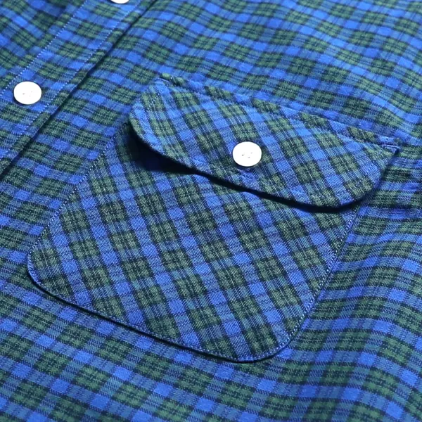 Dubinik® Mens Short Sleeve Button Down Shirts 100% Cotton Plaid Men's Casual Button-Down Shirts with Pocket