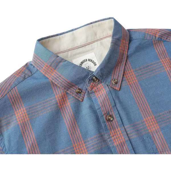 Dubinik® Mens Short Sleeve Button Down Shirts 100% Cotton Plaid Men's Casual Button-Down Shirts with Pocket