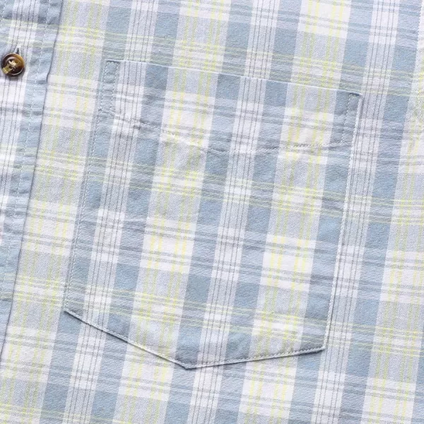 Dubinik® Mens Short Sleeve Button Down Shirts 100% Cotton Plaid Men's Casual Button-Down Shirts with Pocket