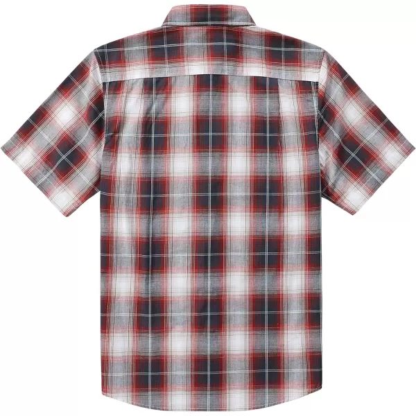 Dubinik® Mens Short Sleeve Button Down Shirts 100% Cotton Plaid Men's Casual Button-Down Shirts with Pocket