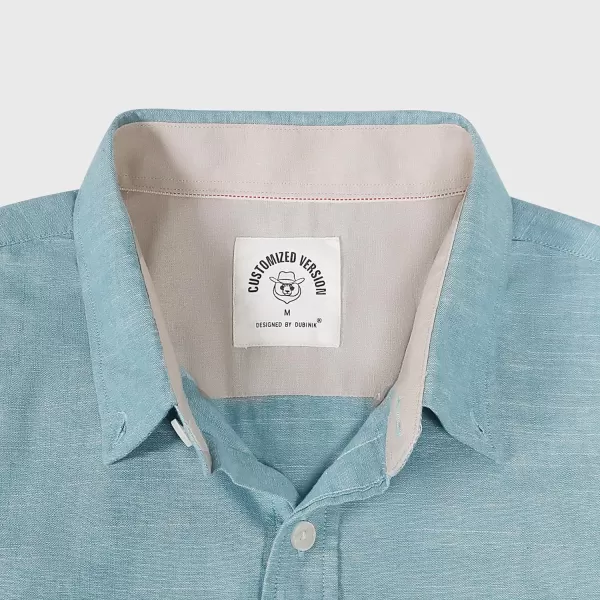 Dubinik® Mens Short Sleeve Button Down Shirts 100% Cotton Plaid Men's Casual Button-Down Shirts with Pocket