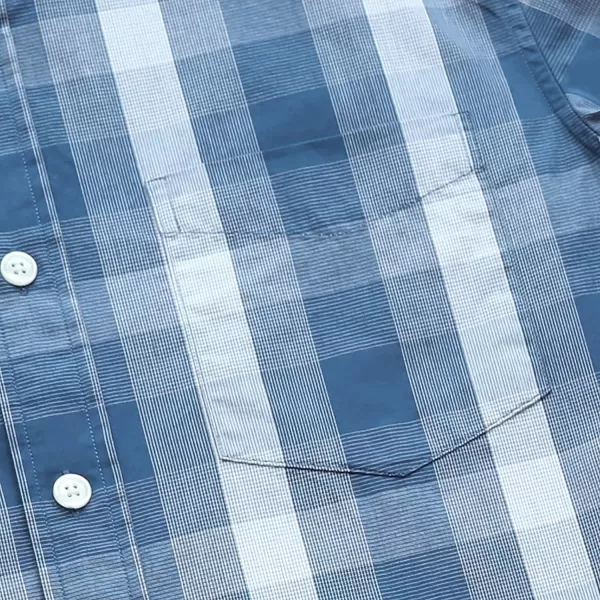 Dubinik® Mens Short Sleeve Button Down Shirts 100% Cotton Plaid Men's Casual Button-Down Shirts with Pocket
