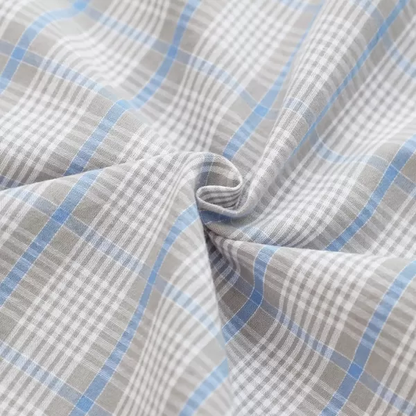 Dubinik® Mens Short Sleeve Button Down Shirts 100% Cotton Plaid Men's Casual Button-Down Shirts with Pocket