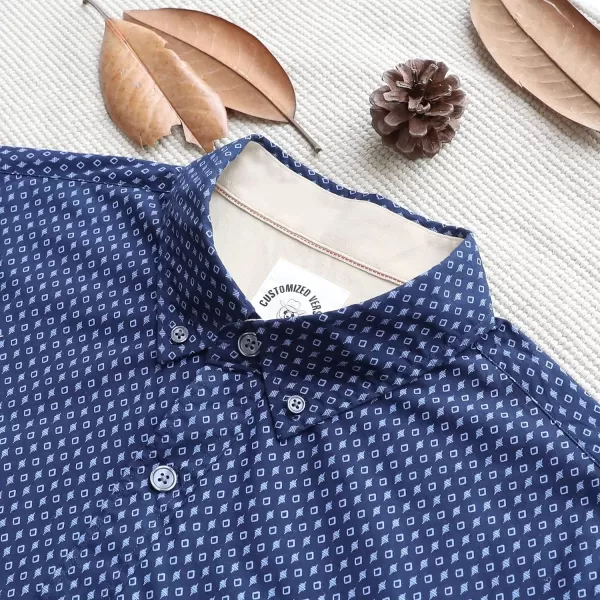 Dubinik® Mens Short Sleeve Button Down Shirts 100% Cotton Plaid Men's Casual Button-Down Shirts with Pocket