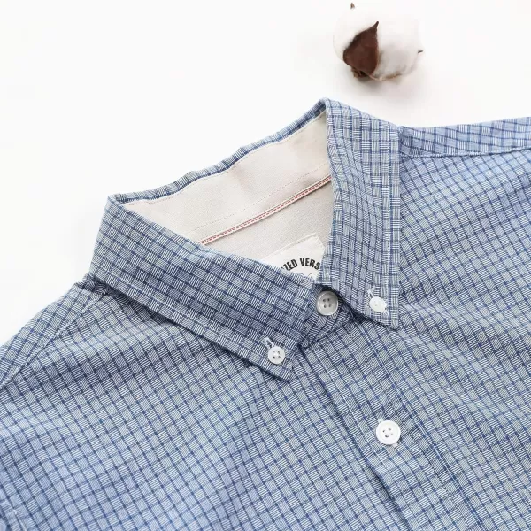 Dubinik® Mens Short Sleeve Button Down Shirts 100% Cotton Plaid Men's Casual Button-Down Shirts with Pocket