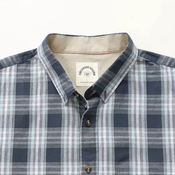 Dubinik® Mens Short Sleeve Button Down Shirts 100% Cotton Plaid Men's Casual Button-Down Shirts with Pocket