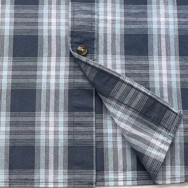 Dubinik® Mens Short Sleeve Button Down Shirts 100% Cotton Plaid Men's Casual Button-Down Shirts with Pocket