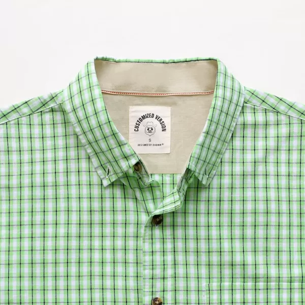 Dubinik® Mens Short Sleeve Button Down Shirts 100% Cotton Plaid Men's Casual Button-Down Shirts with Pocket