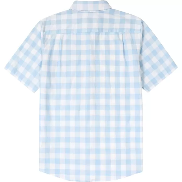 Dubinik® Mens Short Sleeve Button Down Shirts 100% Cotton Plaid Men's Casual Button-Down Shirts with Pocket