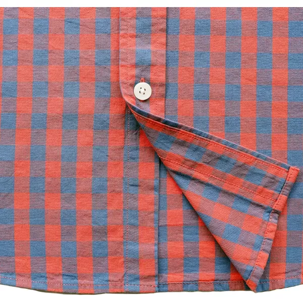 Dubinik® Mens Short Sleeve Button Down Shirts 100% Cotton Plaid Men's Casual Button-Down Shirts with Pocket