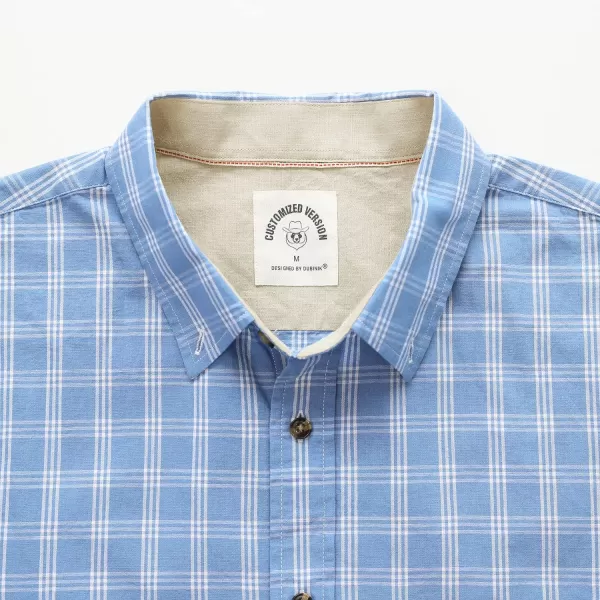 Dubinik® Mens Short Sleeve Button Down Shirts 100% Cotton Plaid Men's Casual Button-Down Shirts with Pocket
