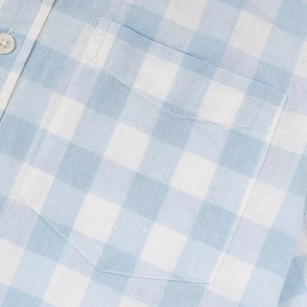 Dubinik® Mens Short Sleeve Button Down Shirts 100% Cotton Plaid Men's Casual Button-Down Shirts with Pocket