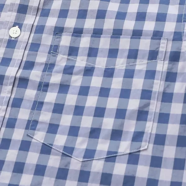 Dubinik® Mens Short Sleeve Button Down Shirts 100% Cotton Plaid Men's Casual Button-Down Shirts with Pocket