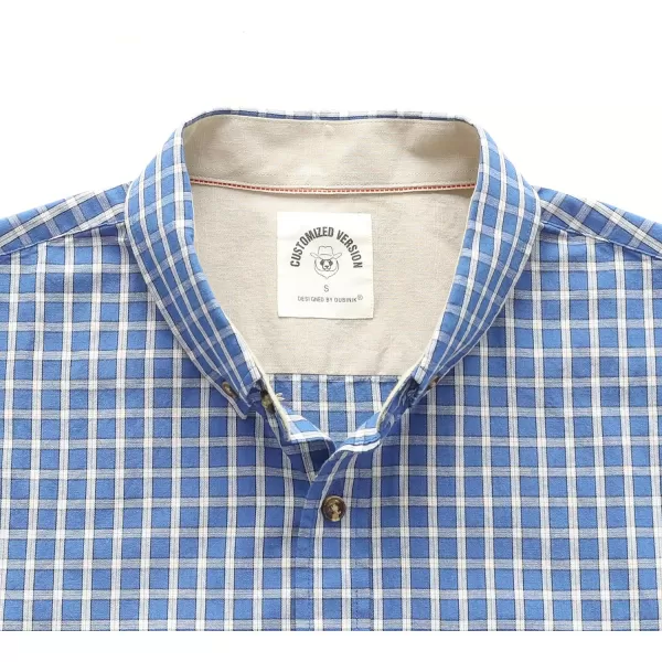 Dubinik® Mens Short Sleeve Button Down Shirts 100% Cotton Plaid Men's Casual Button-Down Shirts with Pocket