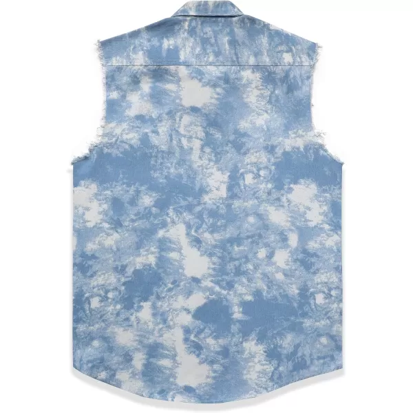 Dubinik® Men's Sleeveless Denim Shirt Button Down Cowboy Lightweight Jean Vest
