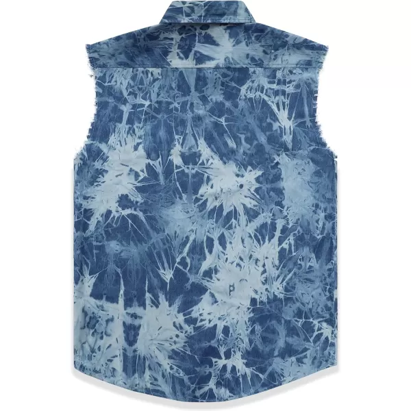 Dubinik® Men's Sleeveless Denim Shirt Button Down Cowboy Lightweight Jean Vest