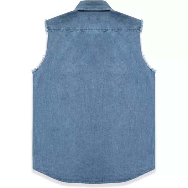 Dubinik® Men's Sleeveless Denim Shirt Button Down Cowboy Lightweight Jean Vest