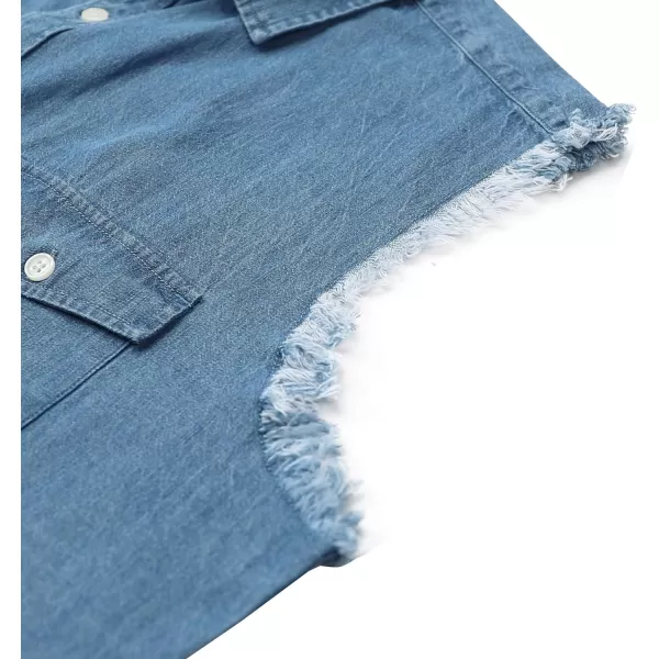 Dubinik® Men's Sleeveless Denim Shirt Button Down Cowboy Lightweight Jean Vest