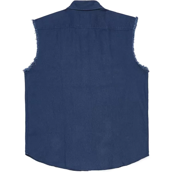 Dubinik® Men's Sleeveless Denim Shirt Button Down Cowboy Lightweight Jean Vest