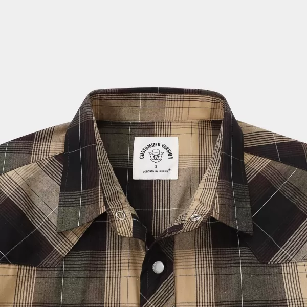 Dubinik® Western Shirts for Men Short Sleeve Plaid Pearl Snap Shirts for Men Button Up Shirt Cowboy Casual Work Shirt