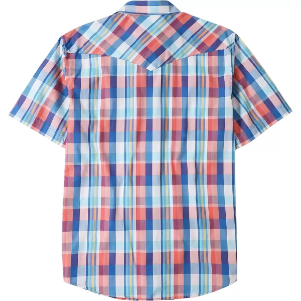 Dubinik® Western Shirts for Men Short Sleeve Plaid Pearl Snap Shirts for Men Button Up Shirt Cowboy Casual Work Shirt
