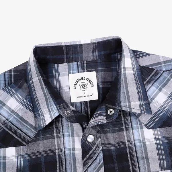 Dubinik® Western Shirts for Men Short Sleeve Plaid Pearl Snap Shirts for Men Button Up Shirt Cowboy Casual Work Shirt