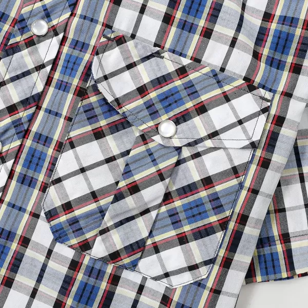 Dubinik® Western Shirts for Men Short Sleeve Plaid Pearl Snap Shirts for Men Button Up Shirt Cowboy Casual Work Shirt