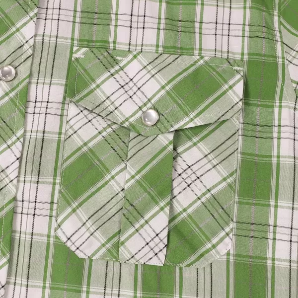 Dubinik® Western Shirts for Men Short Sleeve Plaid Pearl Snap Shirts for Men Button Up Shirt Cowboy Casual Work Shirt