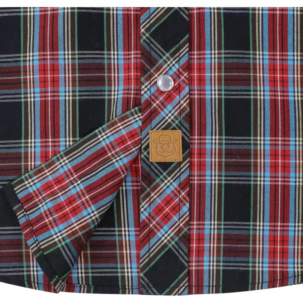 Dubinik® Western Shirts for Men Short Sleeve Plaid Pearl Snap Shirts for Men Button Up Shirt Cowboy Casual Work Shirt