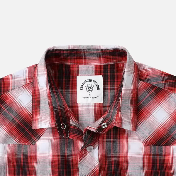 Dubinik® Western Shirts for Men Short Sleeve Plaid Pearl Snap Shirts for Men Button Up Shirt Cowboy Casual Work Shirt