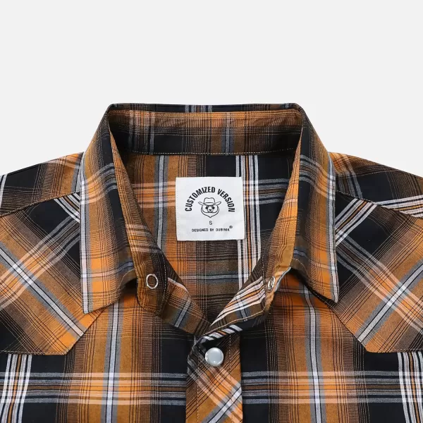 Dubinik® Western Shirts for Men Short Sleeve Plaid Pearl Snap Shirts for Men Button Up Shirt Cowboy Casual Work Shirt
