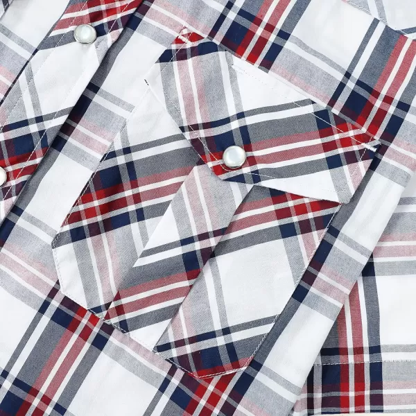Dubinik® Western Shirts for Men Short Sleeve Plaid Pearl Snap Shirts for Men Button Up Shirt Cowboy Casual Work Shirt