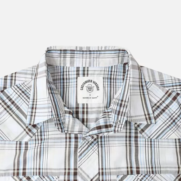 Dubinik® Western Shirts for Men Short Sleeve Plaid Pearl Snap Shirts for Men Button Up Shirt Cowboy Casual Work Shirt