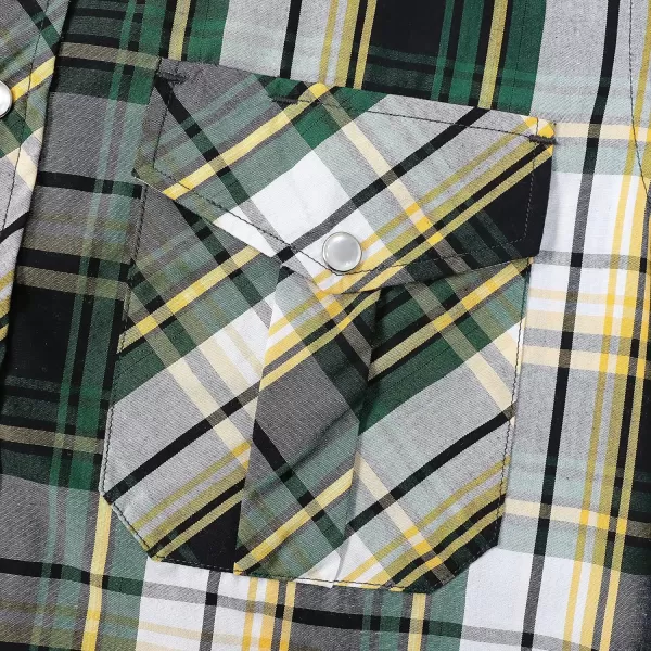 Dubinik® Western Shirts for Men Short Sleeve Plaid Pearl Snap Shirts for Men Button Up Shirt Cowboy Casual Work Shirt