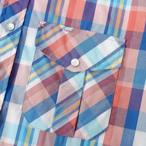 Dubinik® Western Shirts for Men Short Sleeve Plaid Pearl Snap Shirts for Men Button Up Shirt Cowboy Casual Work Shirt